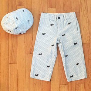 Gymboree Seersucker Pants and matching Cap